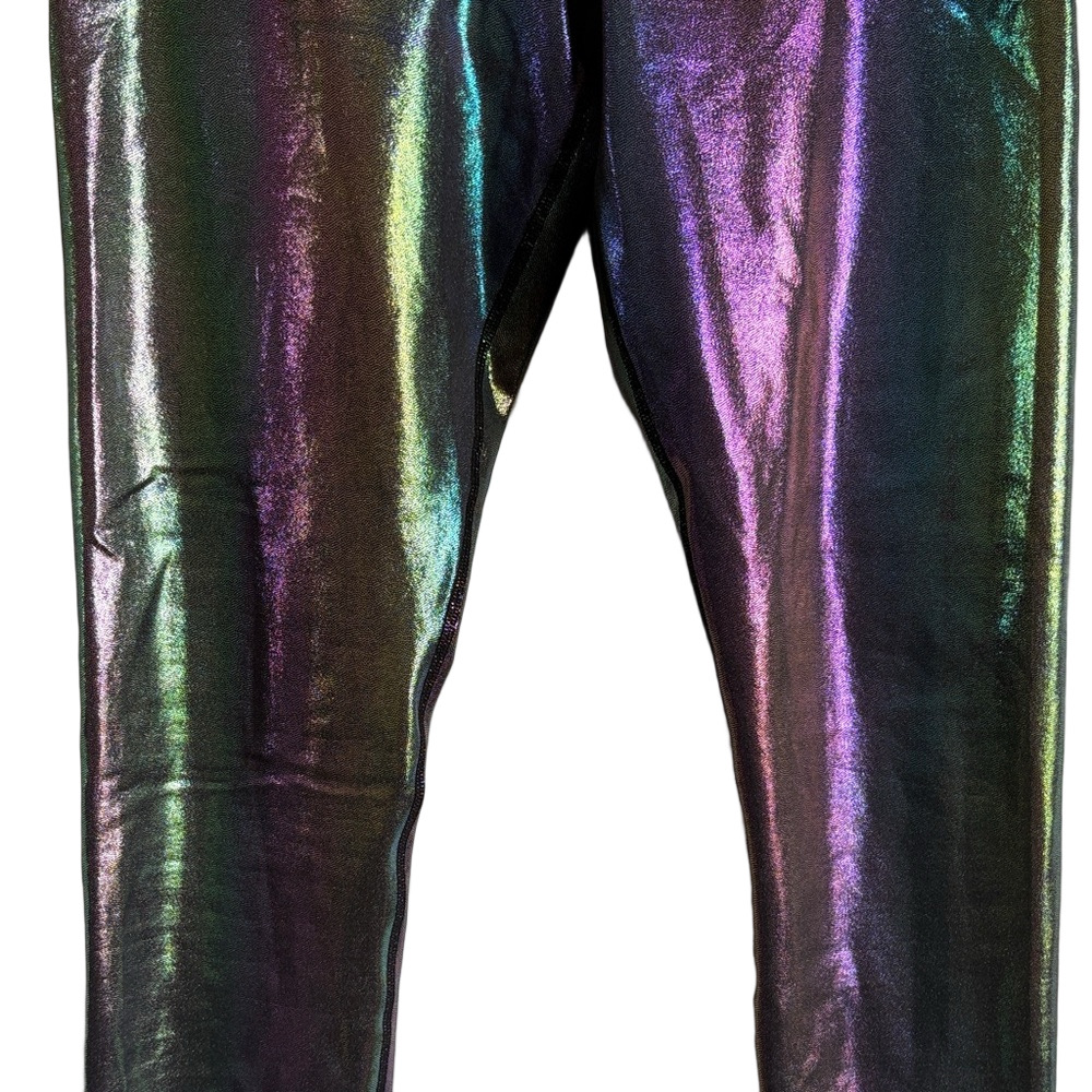 ZYIA Iridescent Metallic Purple Green High-Waist Leggings - Picture 3 of 9